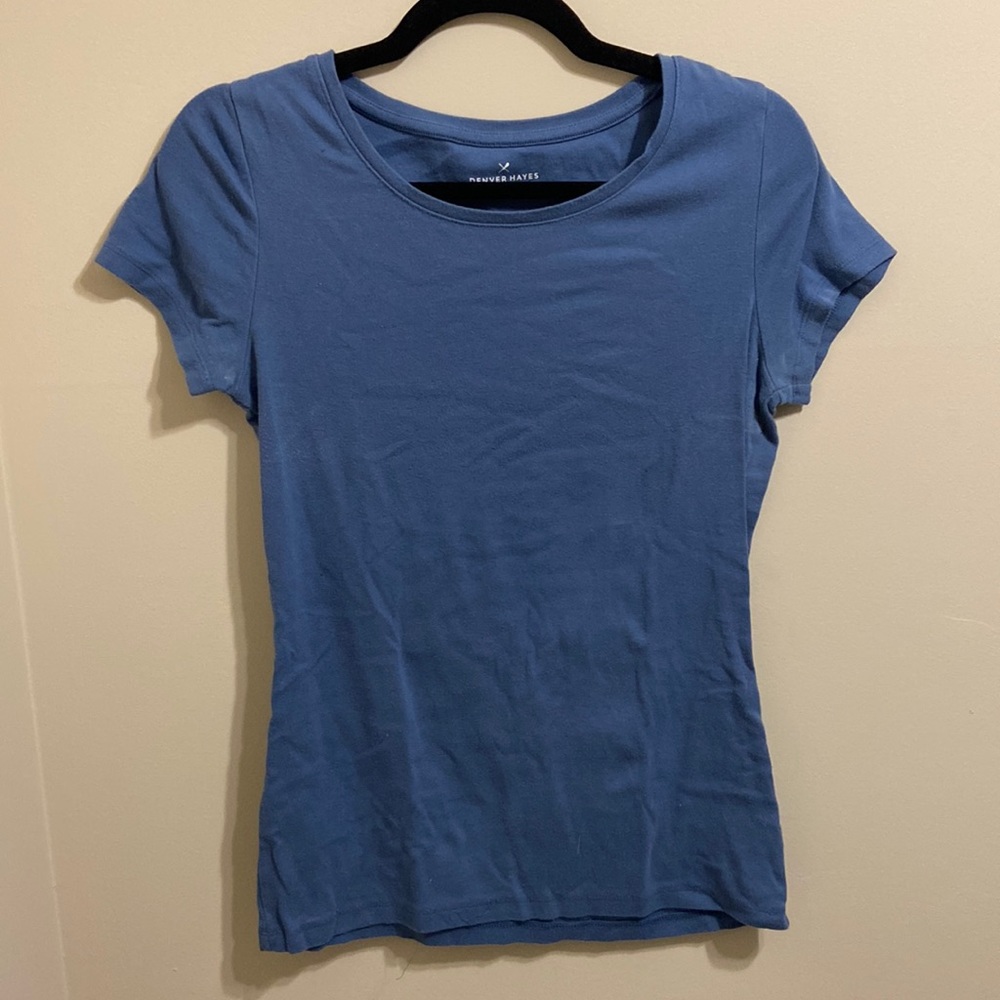 Soft blue t-shirt.